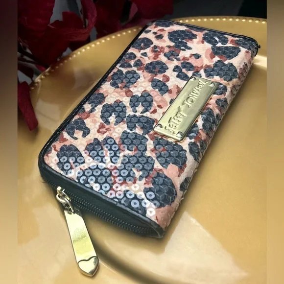 Betsey Johnson Leopard Print “Sequin”  Zip Around Wallet - Picture 5 of 13